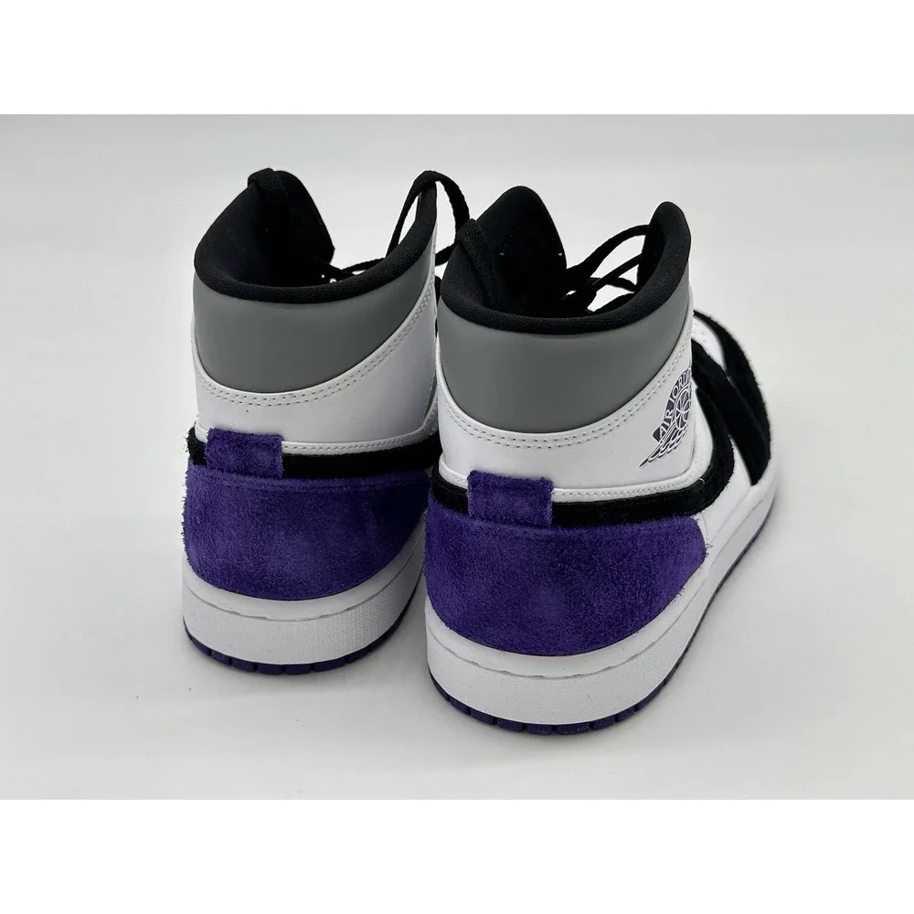 Size 8.5 - Jordan 1 Mid SE Black/Varsity Purple/White 852542-105 (imperfections)